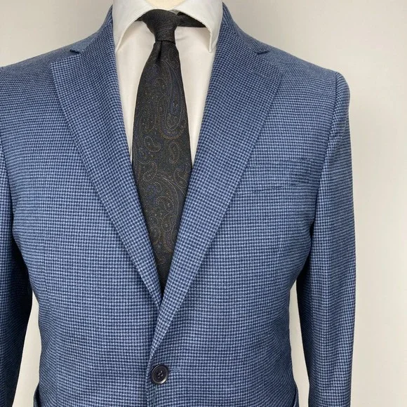 B by Brooks Brothers Mens Classic fit Sport Coat Blazer 40R Blue‎ Check F01172 - Picture 4 of 15
